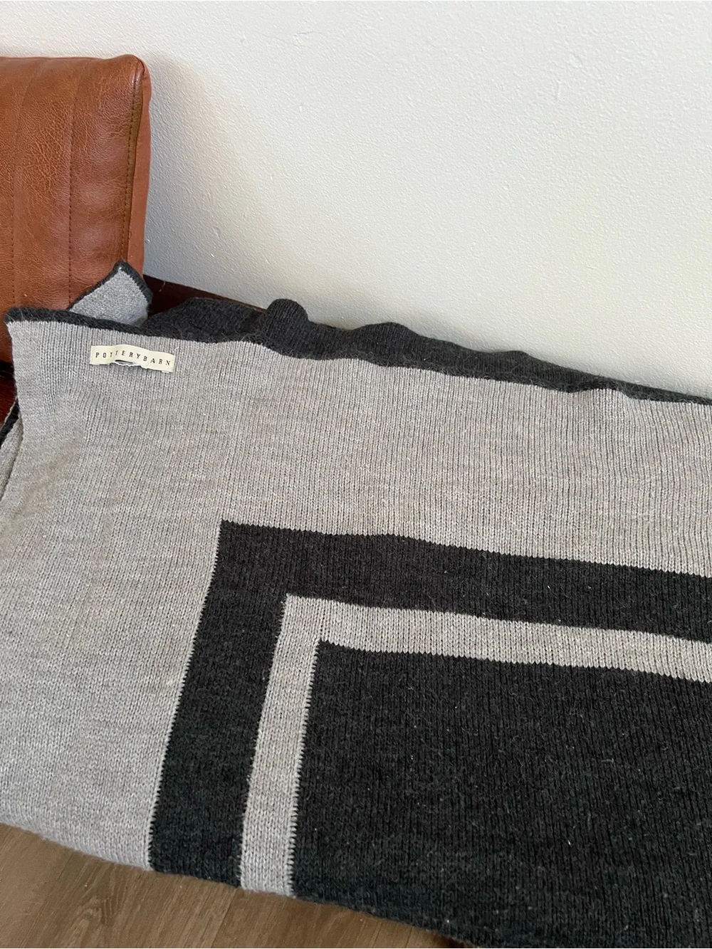 Pottery Barn Gray and Charcoal Knit throw blanket